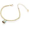Donipreziosi Bracciale Donna - Campanella Capri Bracciale in Acciaio Dorato, Campanella Capri Colorata - Bigiotteria Donna Ipoallergenica e Antigraffio, Chiusura a Moschettone (Celeste)