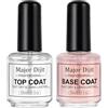 Major Dijit No Wipe Top Coat & Base Coat - Set di smalti base e finitura per unghie in gel semi-permanente per manicure, set da 15 ml
