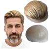 Mprosthesis Toupee Pelle PU per Uomini Parti per Capelli 10x8 Uomini Toupee Sistema di Ricambio Dei Capelli Umani 0,04mm Sottile Pelle Protesi Dei Capelli Patch Unità Implant(T4/613)