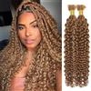 Rebasar Human Braiding Hair Extension Water Wave per Treccine Africane 14inch 100g Treccia Capelli Extension #27 Colorate Capelli Umani Jumbo Treccia Di Scatola Crochet Boho Braiding Hair