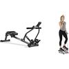 Sunny Health & Fitness Advanced Twist Stepper Machine w/Resistance Bands, Portable Mini + Smart Compact Adjustable Rowing Machine, 12 Levels Adjustable Resistance
