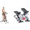 Sunny Health & Fitness Advanced Twist Stepper Machine w/Resistance Bands, Portable Mini + Squat Assist Upright Row-N-Ride Rowing Machine, Horse Riding Machine