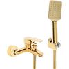 panfudongk Rubinetto per vasca da bagno dorato, set completo doccia a pioggia, in rame di alta qualità, doppio controllo, versatili, design moderno