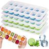 Woobroo 4 Pezzi Vassoi Per Cubetti Di Ghiaccio In Silicone Con Coperchio,Stampo Per Ghiaccio,Certificato LFGB - Senza BPA,vassoi Per Ghiaccio Quadrati Facili Da Rimuovere (2 Verde+2 Blu)