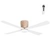 Wonderlamp - Ventilatore da soffitto in legno, con luce e telecomando Napur, silenzioso, 5 velocità, per soffitti bassi, colore luce regolabile