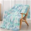 Tuddrom Coperta decorativa extra morbida in finta pelliccia, tinta unita, reversibile, pelosa, leggera, a pelo lungo, soffice e accogliente, in pile di microfibra, per divano, letto, blu tie dye