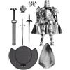 Bsbkoj Action figure cavaliere medievale, statuetta mobile multi-snodata, testa rotante a 360°, modello per decorazione da scrivania, tavolo da pranzo, collezione per la casa, 14 x 13,2 cm