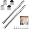 zorvixal 2 Asta Armadio Appendiabiti in Acciaio Inox, 31-46cm Asta Appendiabiti Regolabile con Prese 4 Terminali e 8 Viti, Asta Estensibile per Guardaroba in Acciaio Inox, per Armadio,Doccia,Finestre,Balcone
