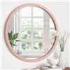 JJUUYOU Specchio rotondo da parete, 30 cm, con cornice in legno vintage, specchi circolari per bagno, soggiorno, camera da letto, dormitorio, bagno, rosa