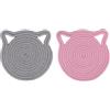 Tinoaly 2 Presine da Cucina, Tappetino per Piastra Calda da 18cm Sottopentola in Cotone Resistente al Calore Set Sottobicchieri a Forma di Gatto per Piani di Lavoro Della Cucina (Rosa, Grigio)
