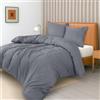 Utopia Bedding Copripiumino Matrimoniale 260x240 - Microfibra di Poliestere Copripiumino 260x240cm + Federe con orlo plissettato 65x65cm - Grigio