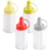 Tinkber 4 Pezzi Mini Bottiglia di Salsa, Bottiglia per Condimenti,Bottiglia di Salsa da Spremere per Esterni, Contenitore per Salsa Comprimibile, Adatto per Salsa di Pomodoro,Olio D'oliva (Quattro Colori)