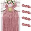 XFSRG 4 Pezzi Runner da Tavola Rosa 90cm x 180cm Garza Boho Runner da Tavolo Moderno Tavola per Matrimonio Addio al Nubilato Baby Shower Decorazioni Feste di Compleanno