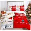 IUNTWEIE Copripiumino matrimoniale natalizio, copripiumino rosso con Babbo Natale e alce, decorazione natalizia, morbido set di biancheria da letto con zip (B, 220x240cm)