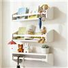 comfoyar Set 3 Mensole per Cameretta Bambino, Libreria a Parete per Bambini per Libri e Decorazioni, Mensole da Parete in Legno Massello per Cucina, Bagno, Soggiorno, Camera da Letto, Bianco