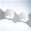 Voltix 2 Pezzi Applique da Parete Esterno Interno LED 12W 6500k, Lampada da Muro Moderna Impermeabile, Lampade da Esterno Quadrata BIANCO (Bianco Freddo - 6500K)