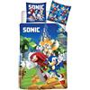 Aymax Sonic Tails Knuckles Copripiumino Singolo 140x200 + Federa 63x63 Bottoni