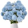 Minnhua 3 Pezzi Ortensie Finte Realistiche Seta, Fiori Artificiali con Steli, Fiori Finti per Decorazioni, Ortensia Artificiale per Feste in Giardino, Matrimoni, Centrotavola (Blu)