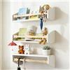 comfoyar Set 3 Mensole per Cameretta Bambino, Libreria a Parete per Bambini per Libri e Decorazioni, Mensole da Parete in Legno Massello per Cucina, Bagno, Soggiorno, Camera da Letto, Bianco Naturale