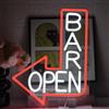 UExnkj-Y Bar Open Insegna al Neon Insegna al neon con freccia da bar LED aperto segno al neon Con pulsante e interruttore dimmerabili Adatto per birrerie,club,stanze,luci da parete per feste