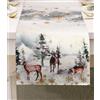 Azyvum Tovaglia natalizia invernale con Alce di neve e fiocchi di neve e alberi di Natale, lavabile, per sala da pranzo, picnic, feste, decorazione da tavolo, 140 x 40 cm