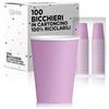 cubex professional 100 Bicchieri in Carta 200ml Biodegradabili Ed Ecologici Monouso, Per Asporto Bevande Calde E Fredde, Colorati E Made in Italy (100 Bicchieri, Rosa)