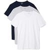 Emporio Armani Cotton V-Neck Undershirts Canottiera, Grigio/Bianco/Blu Marino, L (Pacco da 3) Uomo