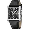 Festina Orologio Uomo Analogico con Cinturino in Pelle Nera - Movimento al Quarzo - Cronografo - Vetro Minerale ad Alta Resistenza - Impermeabile 5 ATM - Elegante F20636/4 On the Square