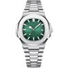 RORIOS Orologio Minimalista da Uomo Orologioes da Polso Analogico Quarzo watch Elegante Acciaio Inossidabile Calendario Luminosi Verde