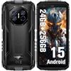 DOOGEE Fire 3 Ultra Rugged Smartphone Android 15, 24GB RAM+256GB ROM/2TB Telefono Indistruttibile, 8250mAh, 16MP+20MP Night Vision, 5.5 Cellulare da Lavoro, ‌ ‌Impronte Digitali‌/ Face ID/IP68/NFC