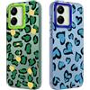 Tedyhulle 2 Pezzi Cover per Xiaomi Redmi 13C 4G /Redmi 13C 5G / POCO C65, Disegni Cute Amore Leopardo verde Donne Ragazze Custodia Estetica, TPU Bumper Scratch-Resistant Cover protettiva, Verde e blu