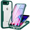 Phoona Cover per iPhone 8 Plus/iPhone 7 Plus con Pellicola Protettiva Trasparente, Antiurto Silicone Custodia 360 Gradi Full Body Protezione, AntiGraffio Robusta Cover per iPhone 8 Plus, Verde