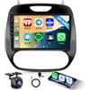 Rimoody 2G+64G Wireless Carplay Android Autoradio per Renault Captur Clio 2011-2018 9 Pollici Autoradio 2 Din con Android Auto GPS Navi WiFi Mirror Link Bluetooth FM/RDS Radio EQ/USB/SWC Telecamera Posteriore
