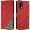 SONWO Cover per Oppo A74 4G, Flip Caso in PU Pelle Case Cover Custodia con Slot per Schede e Supporto Stand per Oppo A74 4G, Rosso
