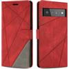 SONWO Cover per Google Pixel 6 PRO Custodia, Flip Caso in PU Pelle Case Cover Premium Portafoglio Custodia per Google Pixel 6 PRO, Supporto Stand, Slot per Schede, Rosso