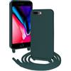 FERLAN Custodia per iPhone 7 Plus/8 Plus Cover con Cordino,Rosa Silicone Antiurto TPU Morbido Case Corda Collana Necklace Regolabile Stylish con Catena Ultra Sottile Cover per iPhone 6 Plus,Verde scuro