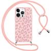 Foonary Cover con Cordino per Apple iPhone 15 Plus 6,7, Custodia con Laccio Collana Tracolla Aesthetic Disegni Antiurto TPU Necklace Regolabile Protettiva Corda Case per iPhone 15 Plus, Leopardato 1