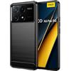 Wookfiss Cover per Xiaomi Poco X6 Pro 5G Silicone Custodia,TPU Design in Fibra di Carbonio Originale Custodia Nero Cover,Antiurto Antigraffi Sottile