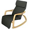 yelloo - Sedia a Dondolo ZEN da Interno, Poltrona a Dondolo da Interno in Legno di Betulla, Poltroncina Camera da Letto, Relax, Giardino Coperto, Sedia Legno Comoda (Nero)