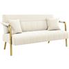 Yaheetech Divano Imbottito a 2 Posti in Velluto Divanetto da Salotto con Braccioli 143,5 cm × 71,5 cm × 75,5 cm Sofa Moderno con 2 Cuscini Divano per Soggiorno Camera da Letto Beige