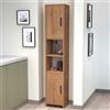[en.casa] Mobile a Colonna a 2 Ante a 2 Scomparti Aperti per Cucina Dispensa Armadio Alto Stretto Multiuso per Bagno Ingresso con Ripiani 180 x 35 x 30 cm - Effetto Rovere