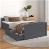 Tidyard Giroletto in Legno Massello Con 2 Cassetti, Struttura Letto Singolo/Matrimoniale/Piazza e Mezzo, Moderno, a Doghe, Grigio Scuro 90x200 cm