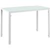 [en.casa] Tavolo da Pranzo con Piano Rettangolare 105 x 60 cm in Vetro Laccato e Telaio in Acciaio Fino a 4 Persone per Cucina Sala Studio - Bianco