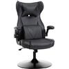 Vinsetto Sedia da Gaming Ergonomica ad Altezza Regolabile con Braccioli e Poggiatesta, Sedia Moderna in Finta Pelle e Metallo, 67x71x106-112 cm, Nero