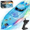 suangrc 918 Barca RC per Adulti, Barca Telecomandata per Piscine e Laghi, Corsa da 2,4 GHz con luce LED, Motoscafo Telecomandato con Batteria Ricaricabile, Regalo Giocattolo per Bambini