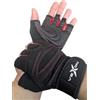 VEXON Guanti sportivi a mezza gamba, pelle e microfibra con cuscinetti in gel, traspiranti ed elastici (Large)