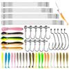 Annyswit 62 Pezzi Set di Esche in Gomma con Teste Jig & Ami Offset & Terminali in Acciaio per Pesca al Luccio 100 mm/70 mm Coda a T Esche Artificiali Gommosi per Lucioperca, Persico, Trota & Cavedano