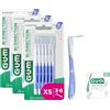 GUM BI-DIRECTION Scovolini interdentali a doppia posizione | Posizionamento a 90 gradi | pulizia dei denti e rimozione della placca | 0.6mm, ISO 0 | Taglia XS | Confezione 3x6 + 1 campione gratuito