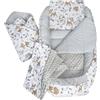 Medi Partners Riduttore Lettino Neonato - 100x60x15 Nido Antisoffoco Neonati 5-Parti Bozzolo Culla per Bebè neonata bilaterale Cuscino 100% Cotone (Cervo con grigio Minky)