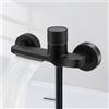 Strixorn Termostato per doccia, con pulsante di sicurezza, rubinetto per vasca da bagno con cascata, 2 uscite, termostato, batteria per doccia con termostato, termostato in ottone (nero)